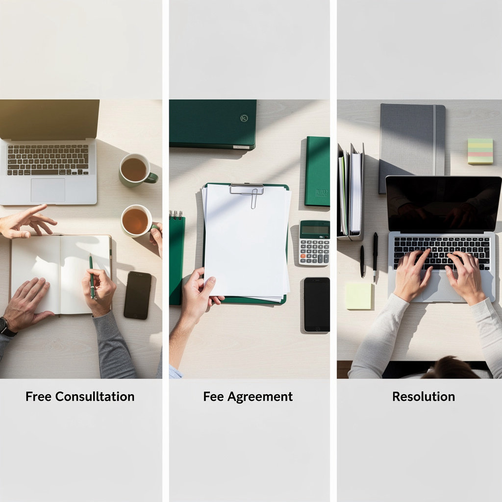 Andy Harrison and Associates legal process steps - consultation, agreement, action, resolution guide